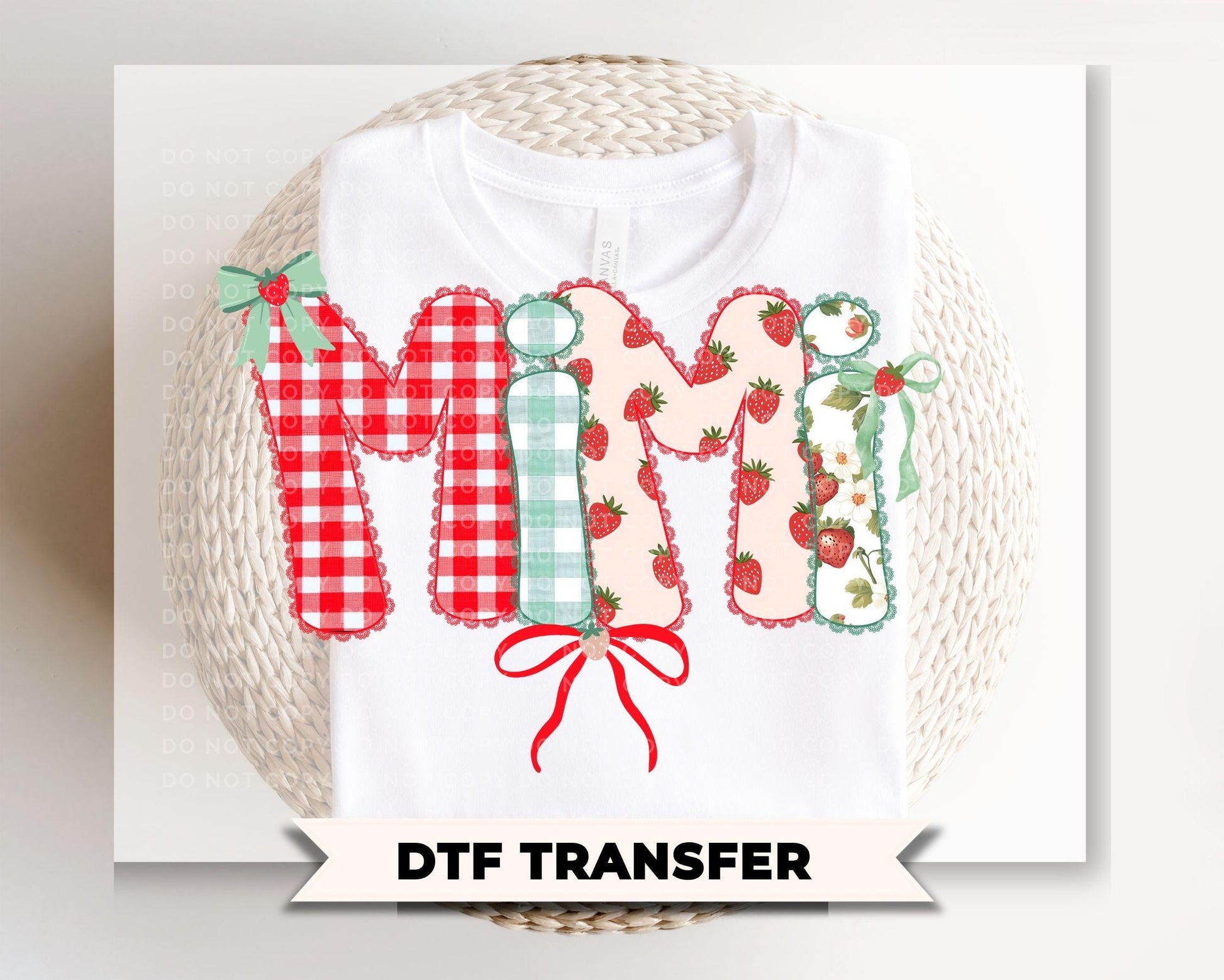 Coquette Strawberry Mimi DTF Transfer, Spring T-shirt Transfer, Mother's Day Gift for Grandma