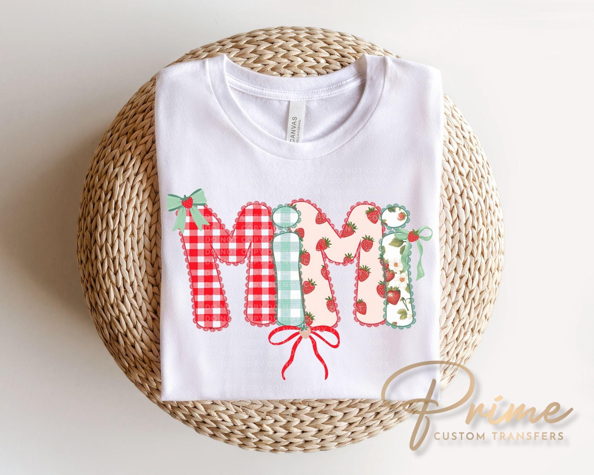 Coquette Strawberry Mimi DTF Transfer, Spring T-shirt Transfer, Mother's Day Gift for Grandma