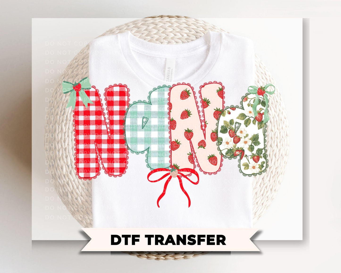 Coquette Strawberry Gigi DTF Transfer, Spring T-shirt Transfer, Mother's Day Gift for Grandma