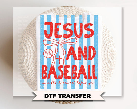 Jesus and Baseball DTF Transfer, Ready to Press, Trendy Christian Tshirt Design