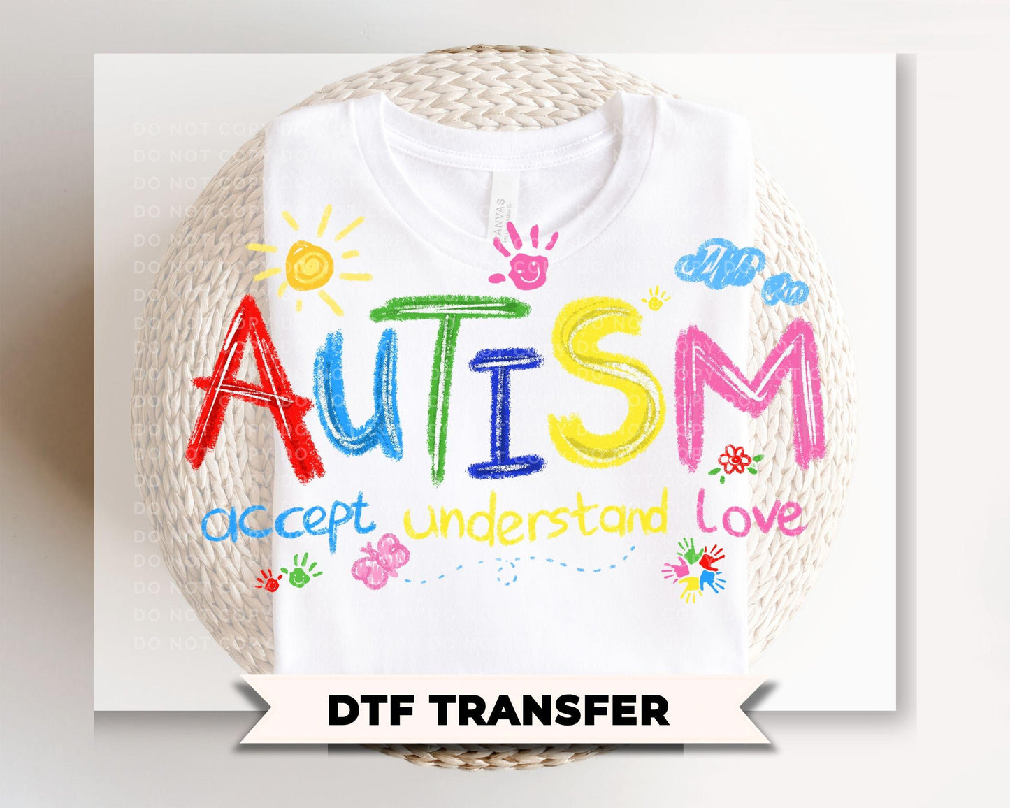 Brushstroke Autism Awareness DTF Transfer, Ready to Press T-shirt Design