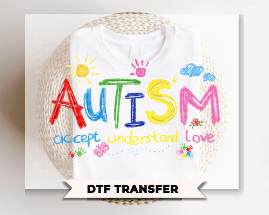 Brushstroke Autism Awareness DTF Transfer, Ready to Press T-shirt Design