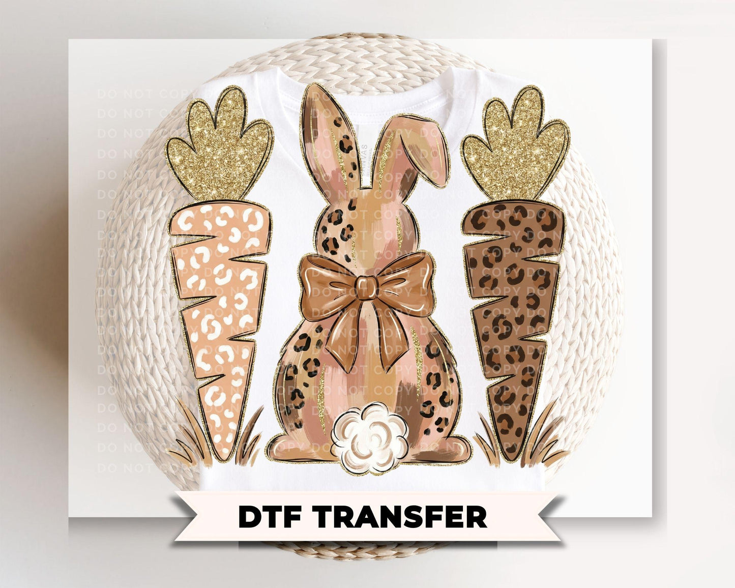 Leopard Easter Bunny DTF Transfer, Ready to Press, Trendy T-shirt Design