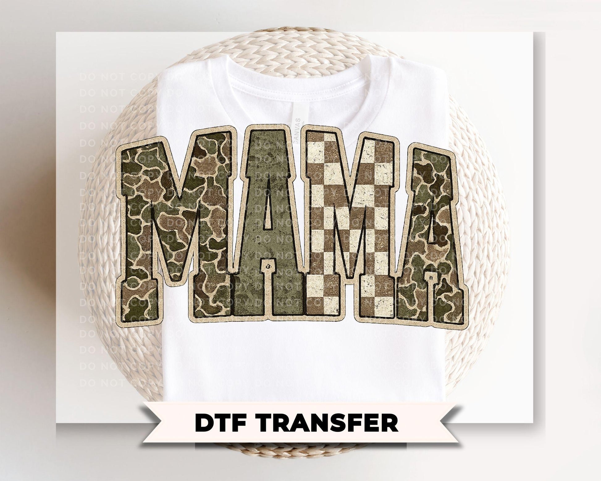 Hunting Camo Mama DTF Transfer, Ready to Press, Tshirt Design for Mom