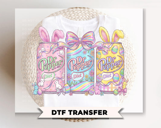 Retro Bunny Diet Soda Cans DTF Transfer, Ready to Press, Easter Tshirt Design