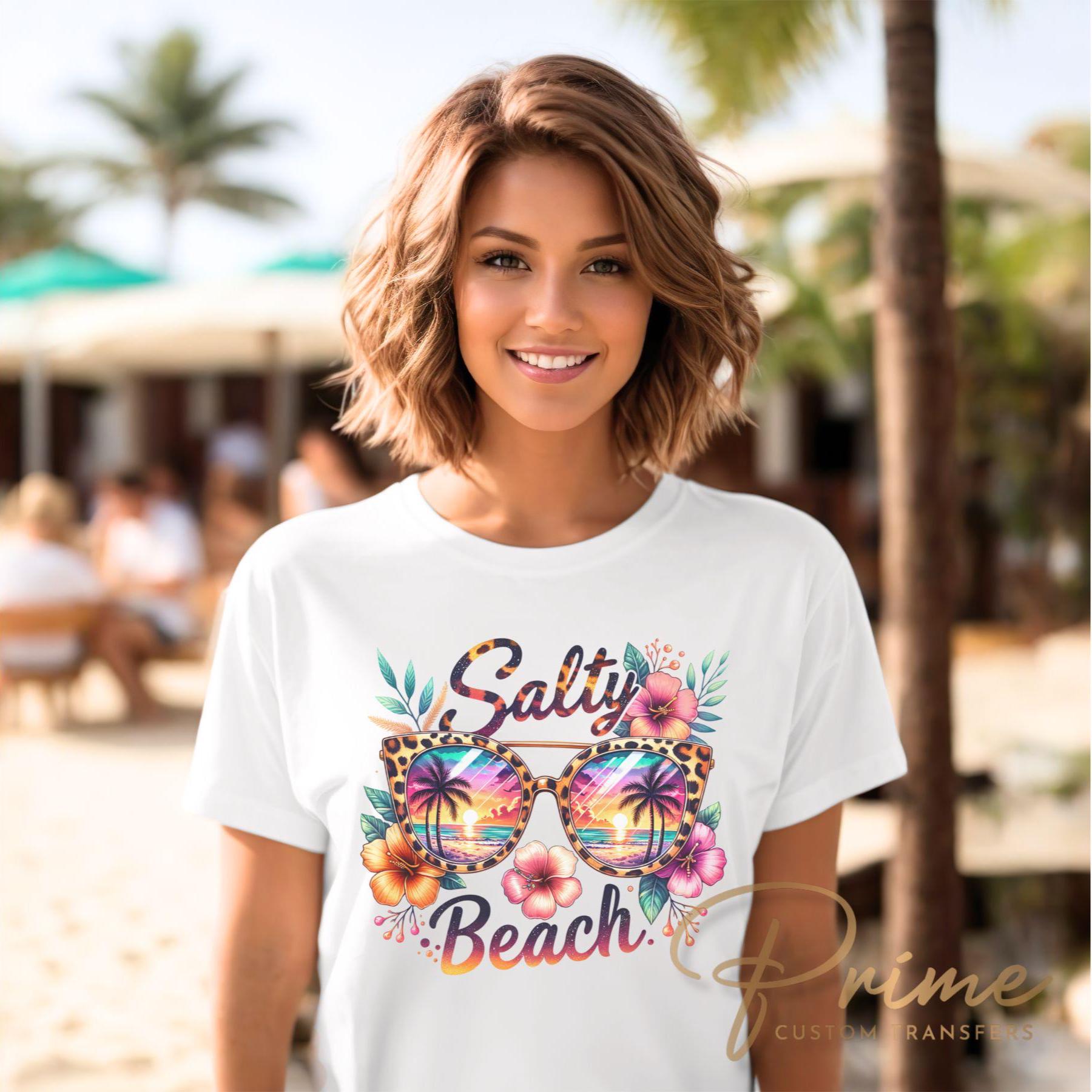 Salty Beach DTF Transfer, Ready to Press, Summer Vacation T-shirt Design