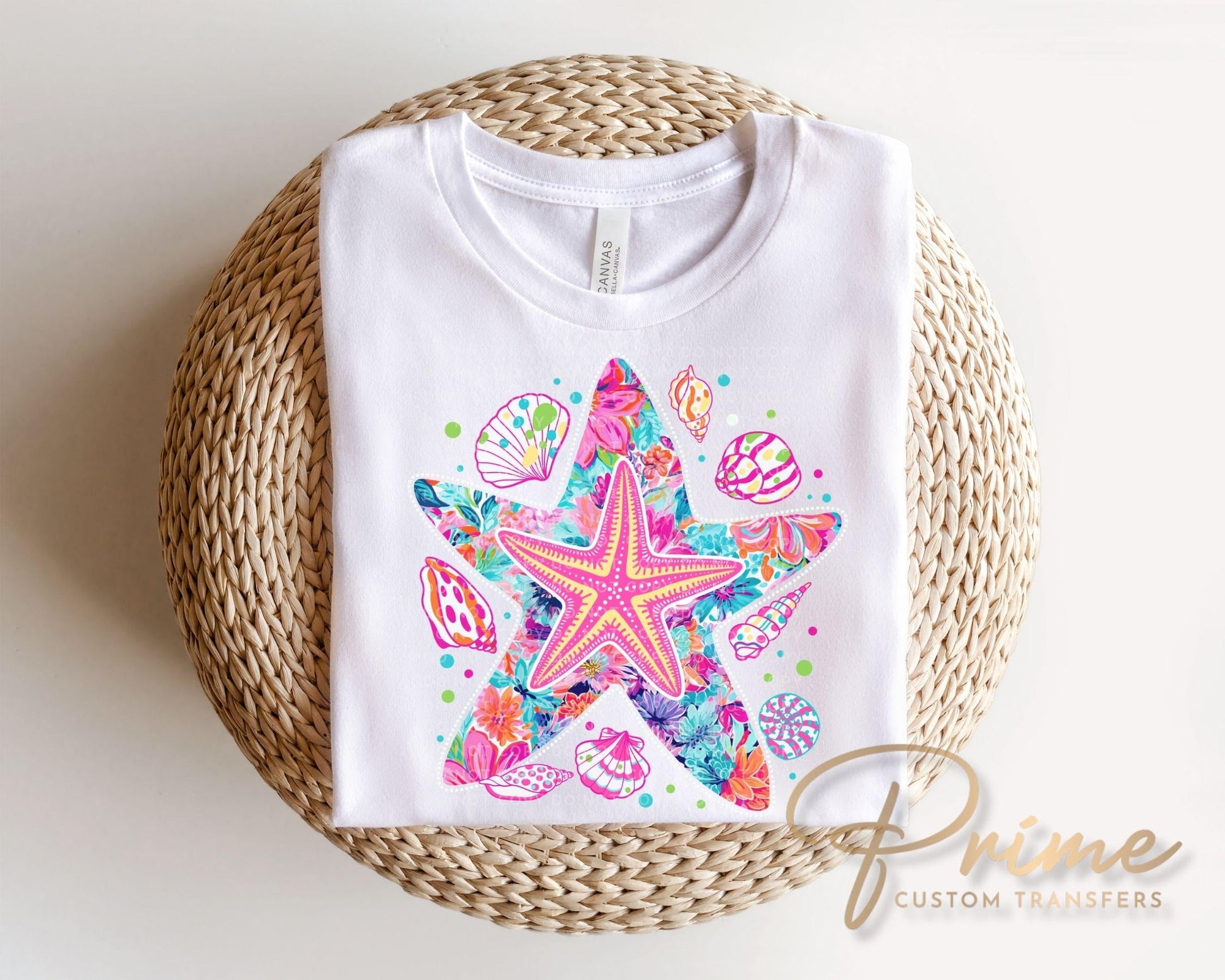 Coquette Neon Starfish DTF Transfer, Summer Beach T-Shirt Design