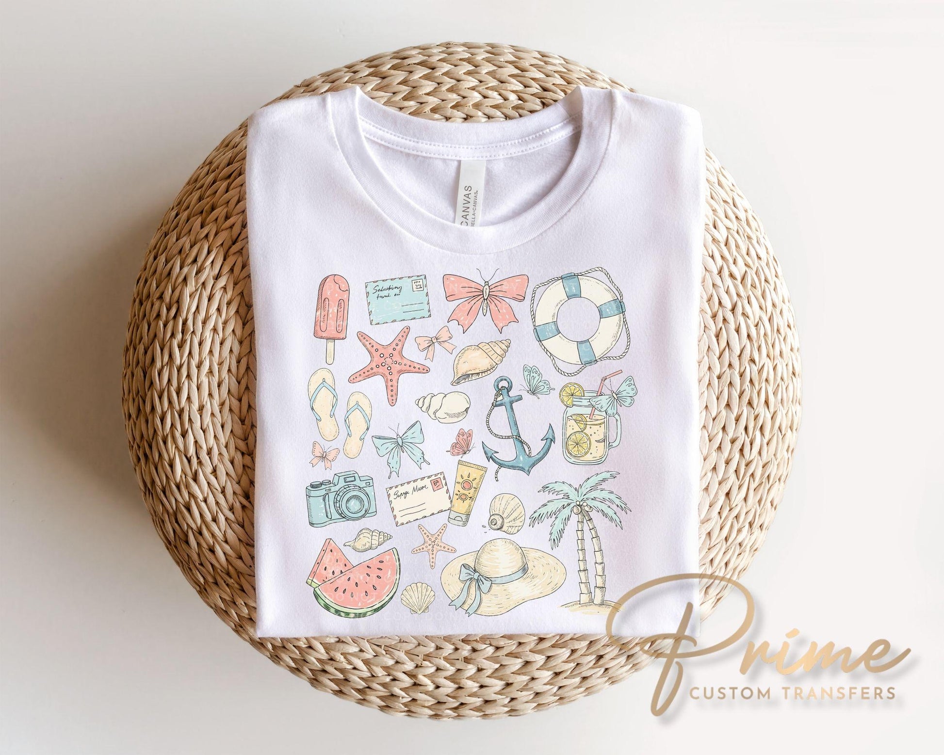 Coquette Summer DTF Transfer, Ready to Press, Beach T-Shirt Design