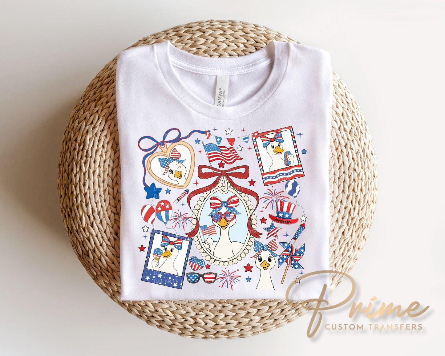 Coquette Patriotic Silly Goose DTF Transfer, 4th of July TShirt Design