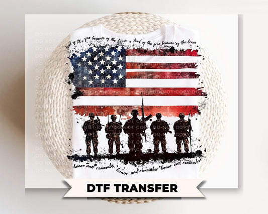 Land of The Free DTF Transfer, Ready to Press, 4th of July Tshirt Design, Veterans day, Memorial Day