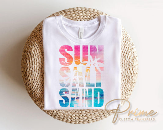 Sun, Salt Sand DTF Transfer, Ready to Press, Summer Vacation Tshirt Design