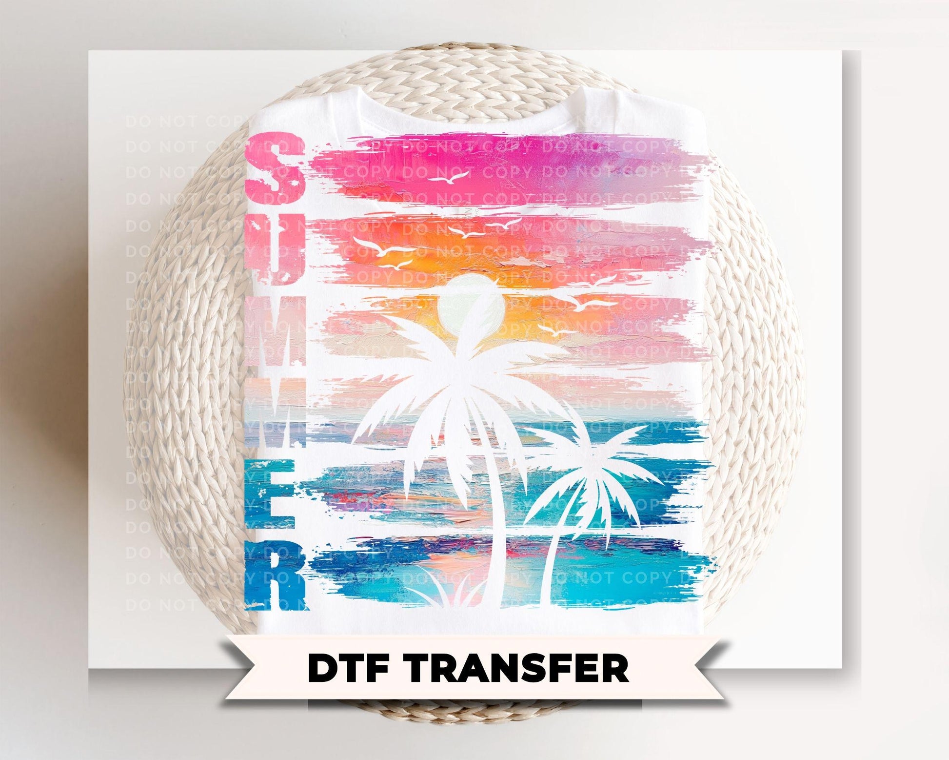 Summer DTF Transfer, Ready to Press, Palm Tree Tshirt Design