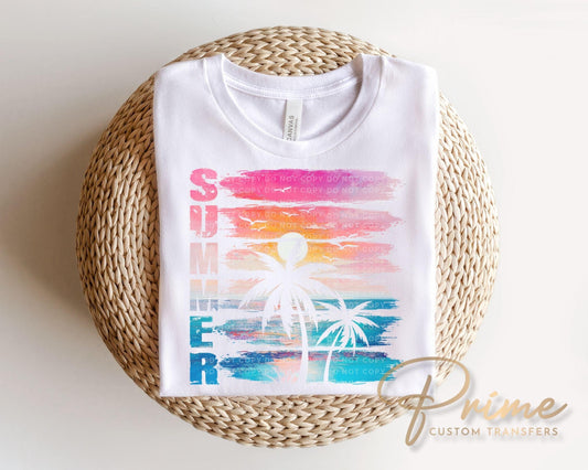 Summer DTF Transfer, Ready to Press, Palm Tree Tshirt Design