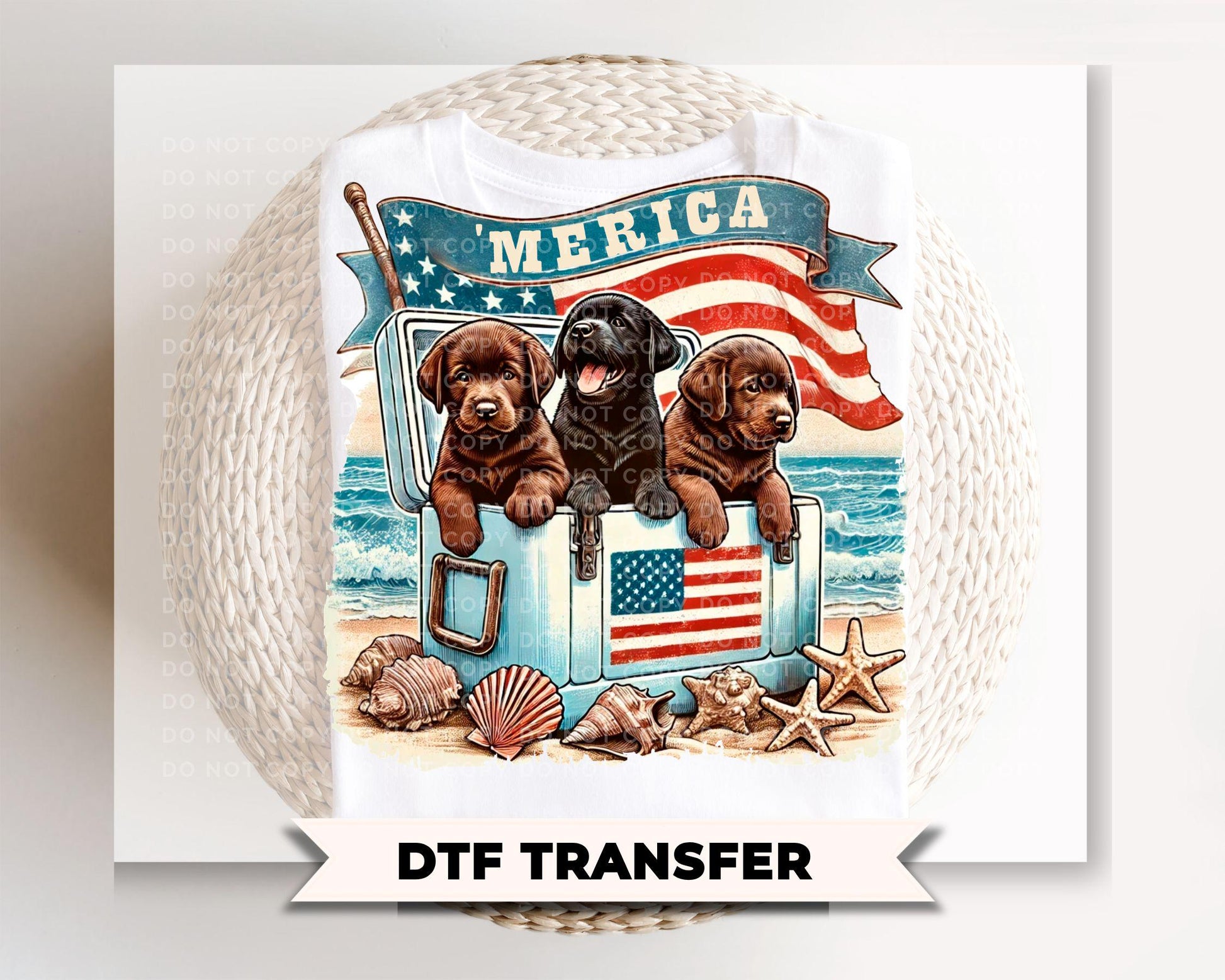 Patriotic Dogs DTF Transfer, Ready to Press, 4th of July Tshirt Design