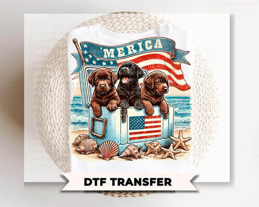 Patriotic Dogs DTF Transfer, Ready to Press, 4th of July Tshirt Design