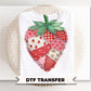 Faux Patchwork Strawberry DTF Transfer, Ready to Press, Strawberry Festival T-shirt Design