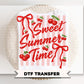 Sweet Summer Time DTF Transfer, Ready to Press, Coquette Strawberry Tshirt Design