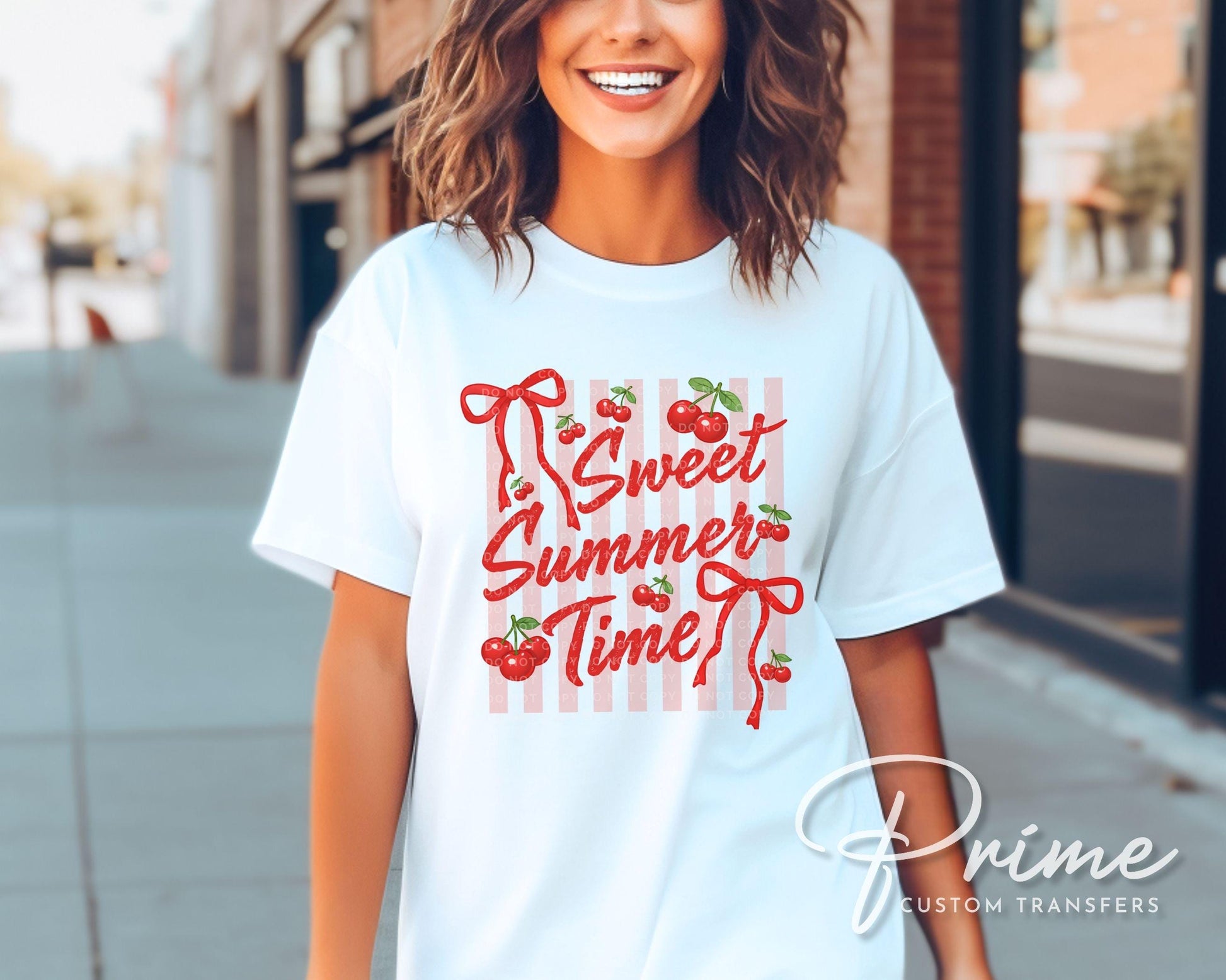 Sweet Summer Time DTF Transfer, Ready to Press, Coquette Strawberry Tshirt Design