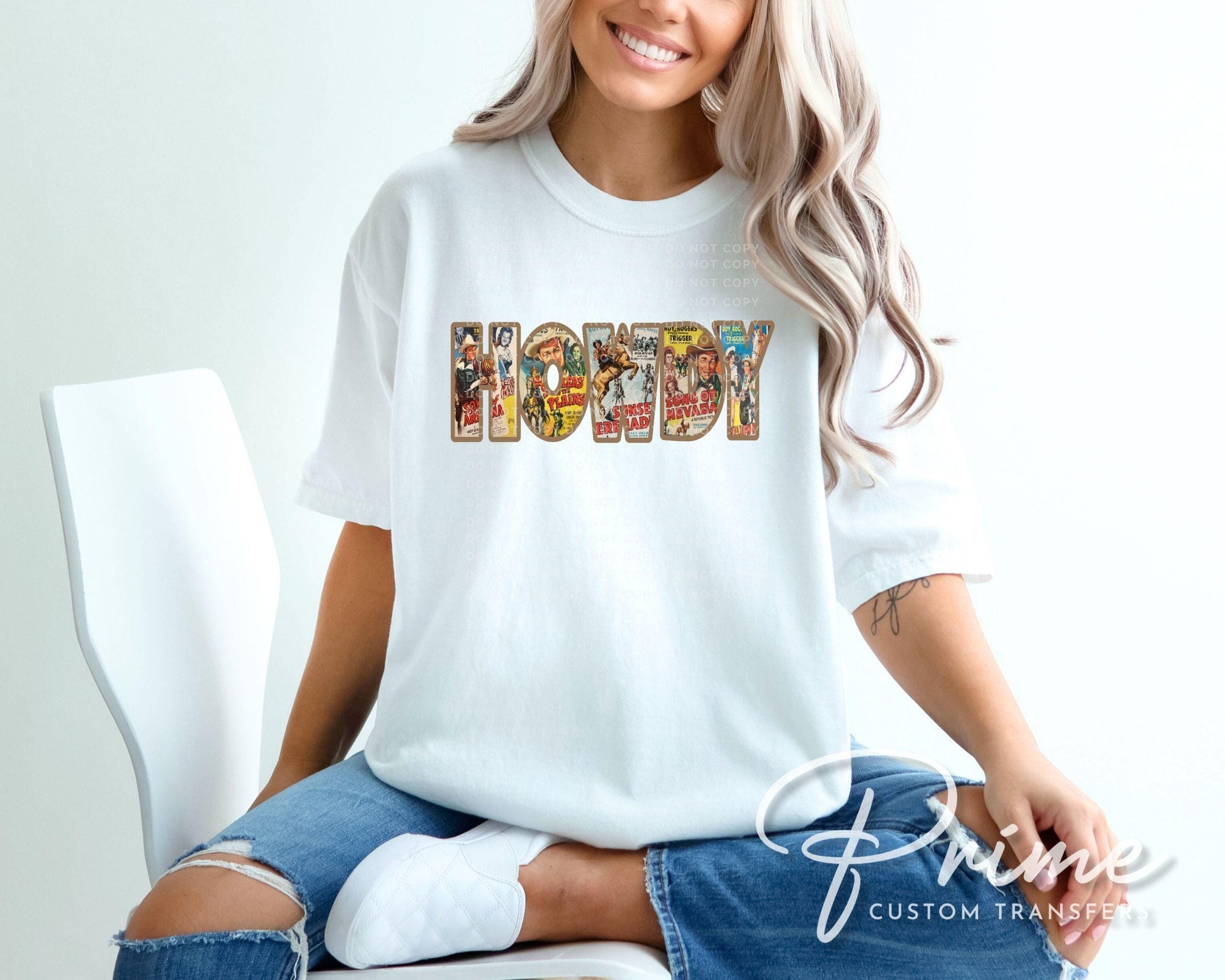 Cowboys Vintage Howdy DTF Transfer, Ready to Press, Western Tshirt Design