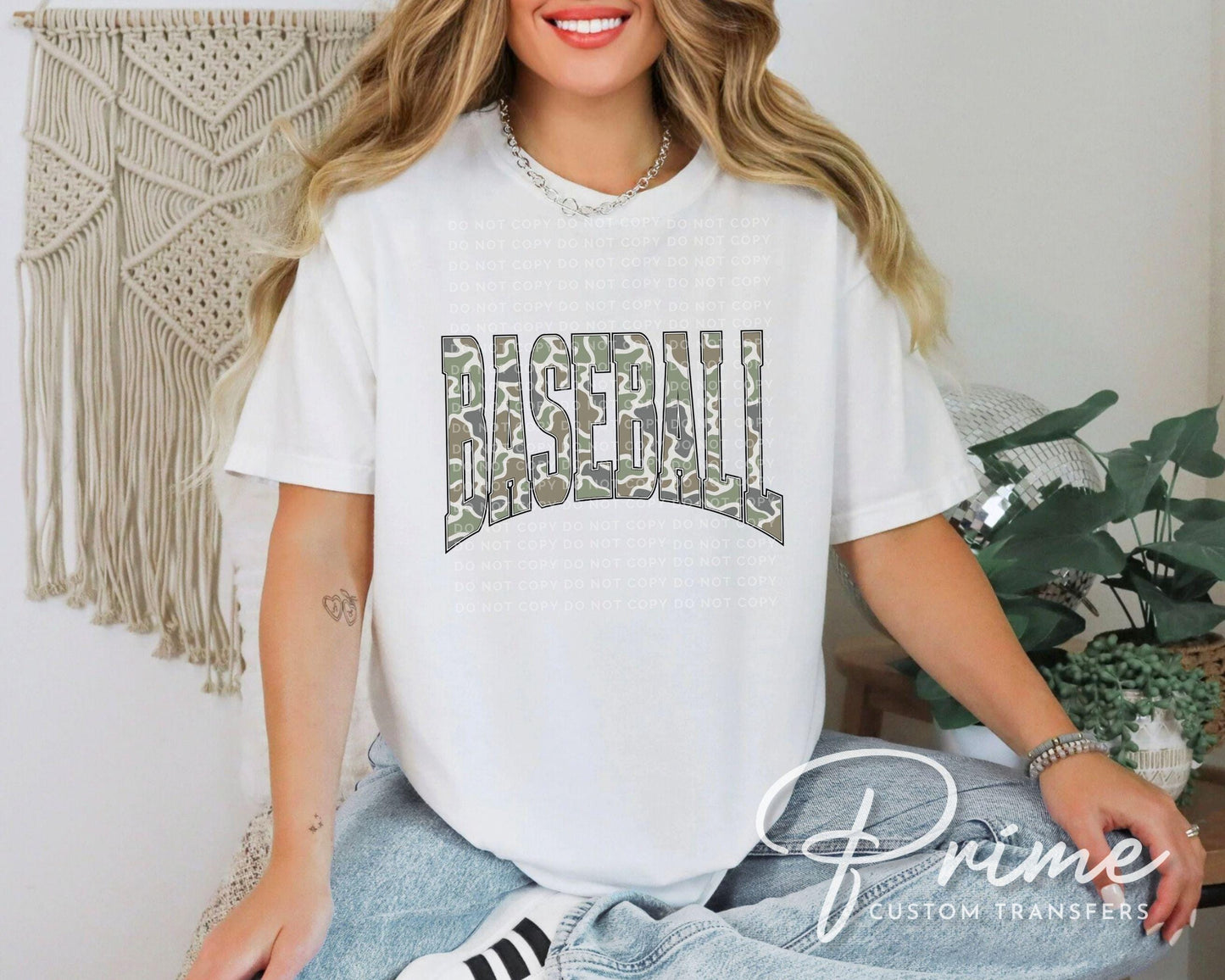 Camo Baseball DTF Transfer, Ready to Press, Sport Mama Tshirt Design