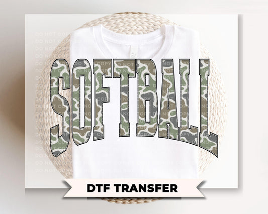 Camo Softball DTF Transfer, Ready to Press, Sport Mama Tshirt Design