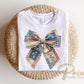 Patchwork 4th of July Bow DTF Transfer, Memorial Day, Coquette Patriotic Tshirt Design