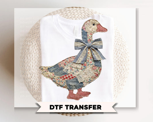 Patchwork Grandmacore Goose DTF Transfer, Ready to Press, Cottage Core Tshirt Design
