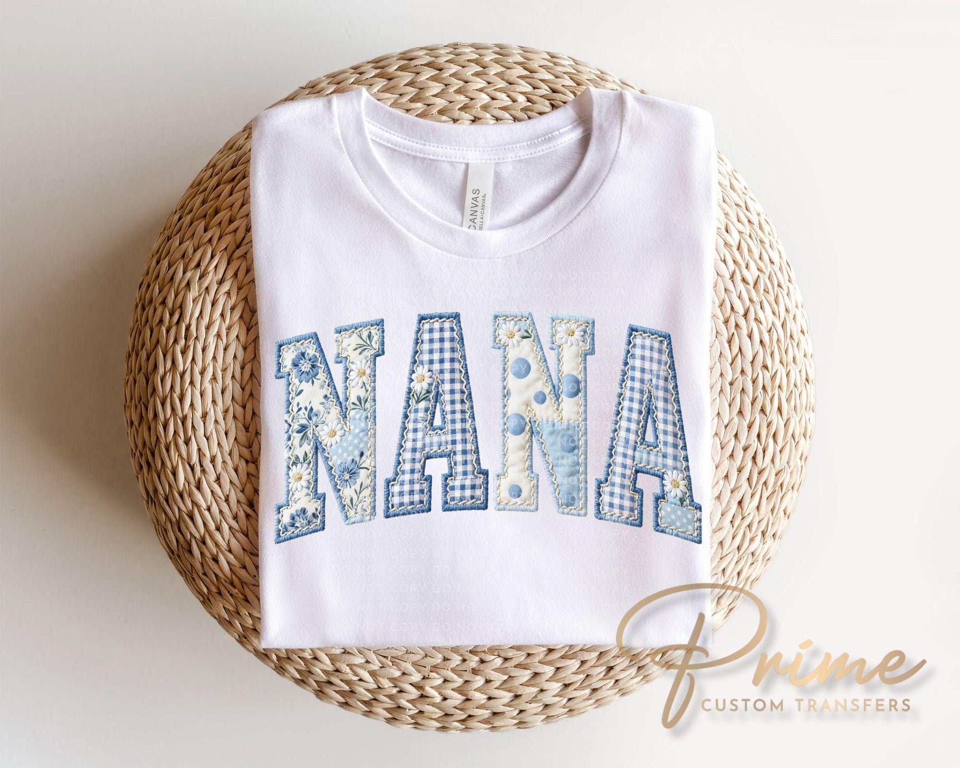 Patchwork Quilted Nana DTF Transfer, Ready to Press Cottagecore Tshirt Design