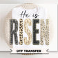 He is Risen DTF Transfer, Faux Quilted Religious Tshirt Transfer