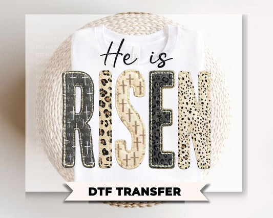 He is Risen DTF Transfer, Faux Quilted Religious Tshirt Transfer