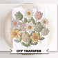 Faux Patchwork Quilted Flowers DTF Transfer, Ready to Press, Cottagecore Tshirt Design