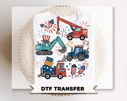 Patriotic Trucks DTF Transfer, Memorial Day, 4th of July Boy Tshirt Design