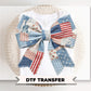 Patriotic Patchwork Bow DTF Transfer, Memorial Day, Coquette 4th of July Tshirt Design