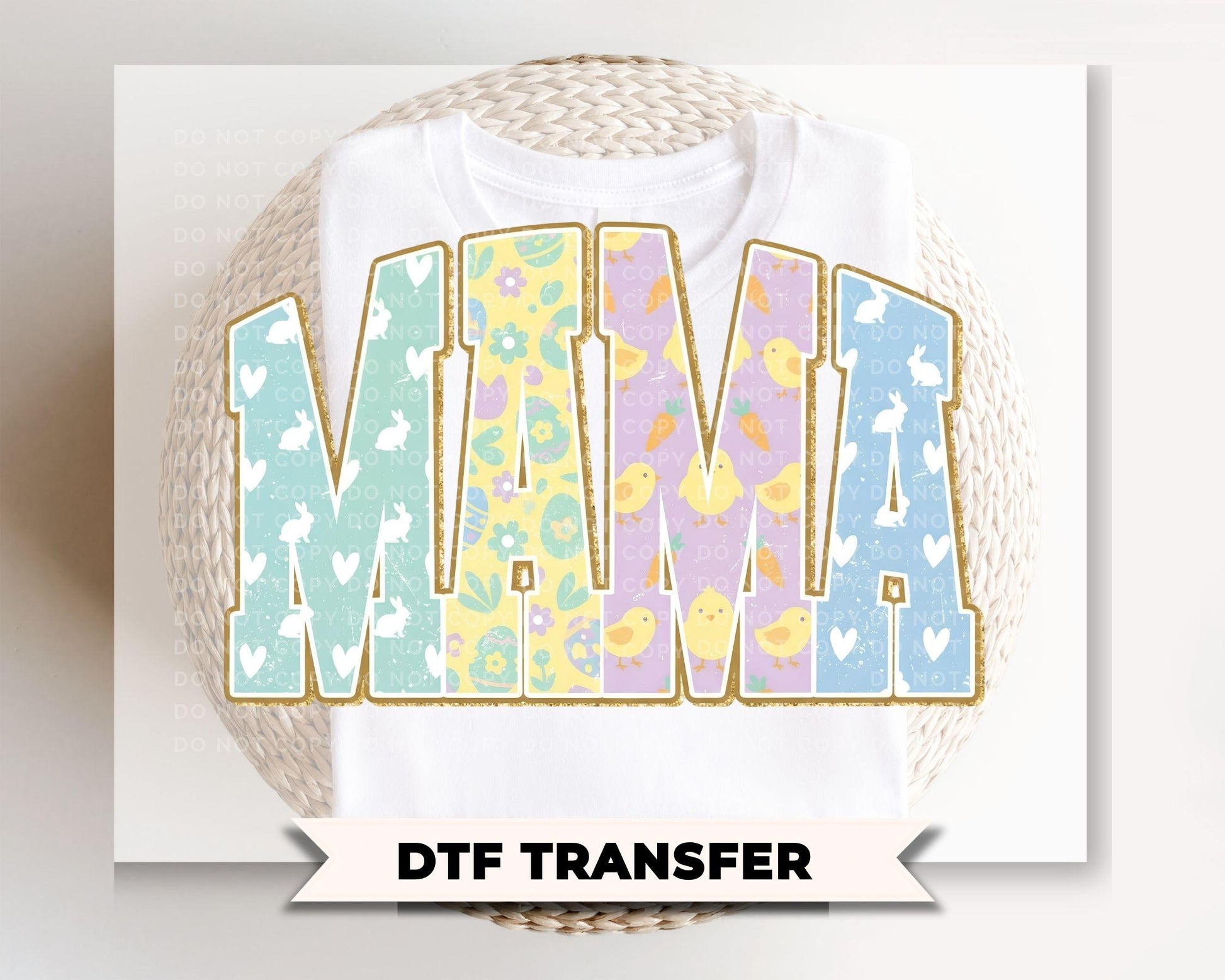 Easter Mama DTF Transfer | Bunny Ears Tshirt Design, Gift for Mom