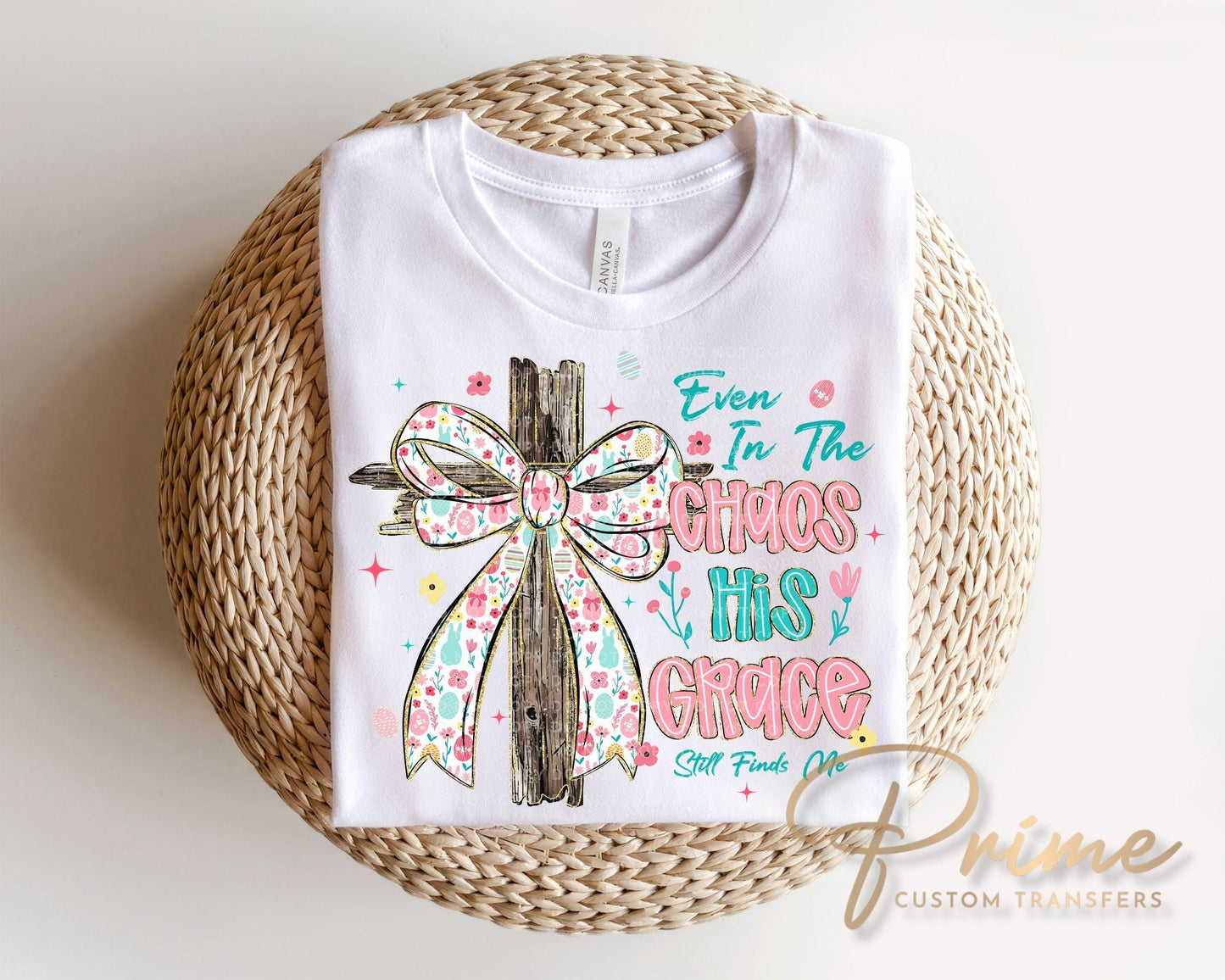 His Grace Finds Me DTF Transfer, Ready to Press, Christian T-shirt Design