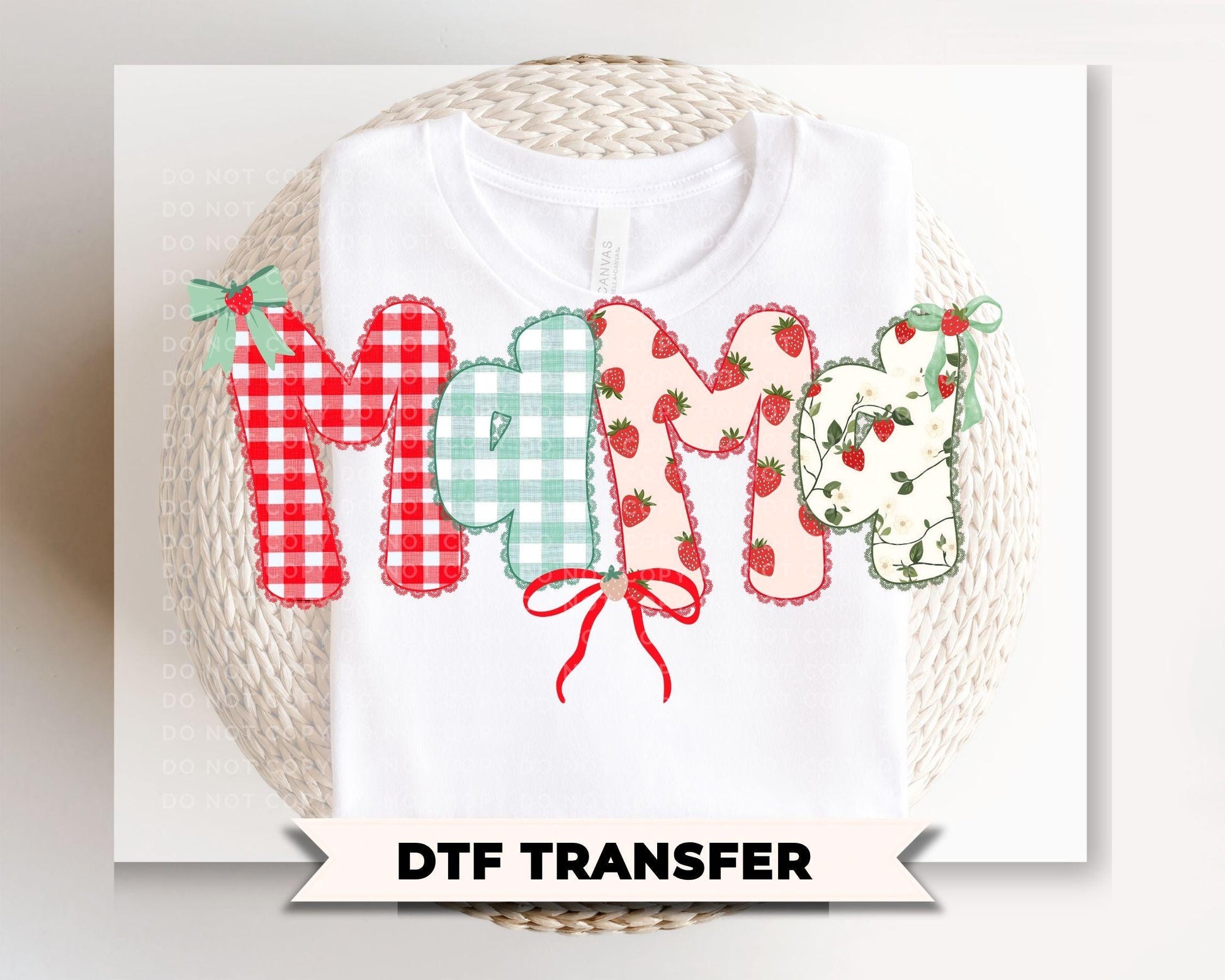 Coquette Strawberry Mama DTF Transfer, Spring T-shirt Transfer, Mother's Day Gift for Mom