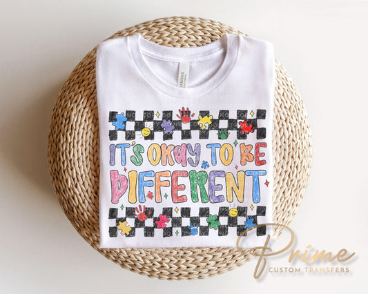 It's Okay to Be Different DTF Transfer, Autism Awareness, Neurodiversity T-shirt Design