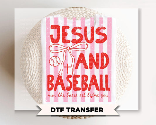 Jesus and Baseball DTF Transfer, Ready to Press, Trendy Christian Tshirt Design