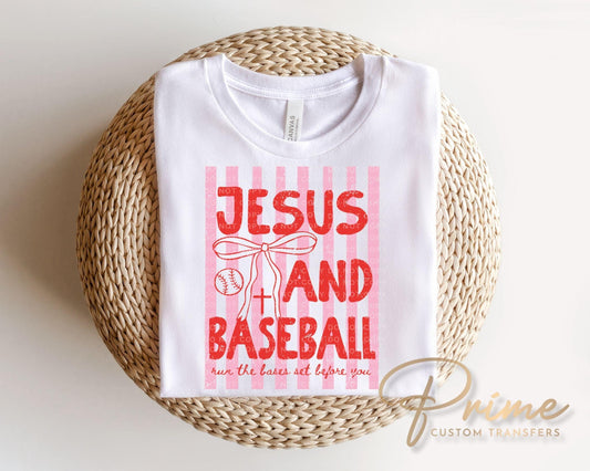 Jesus and Baseball DTF Transfer, Ready to Press, Trendy Christian Tshirt Design