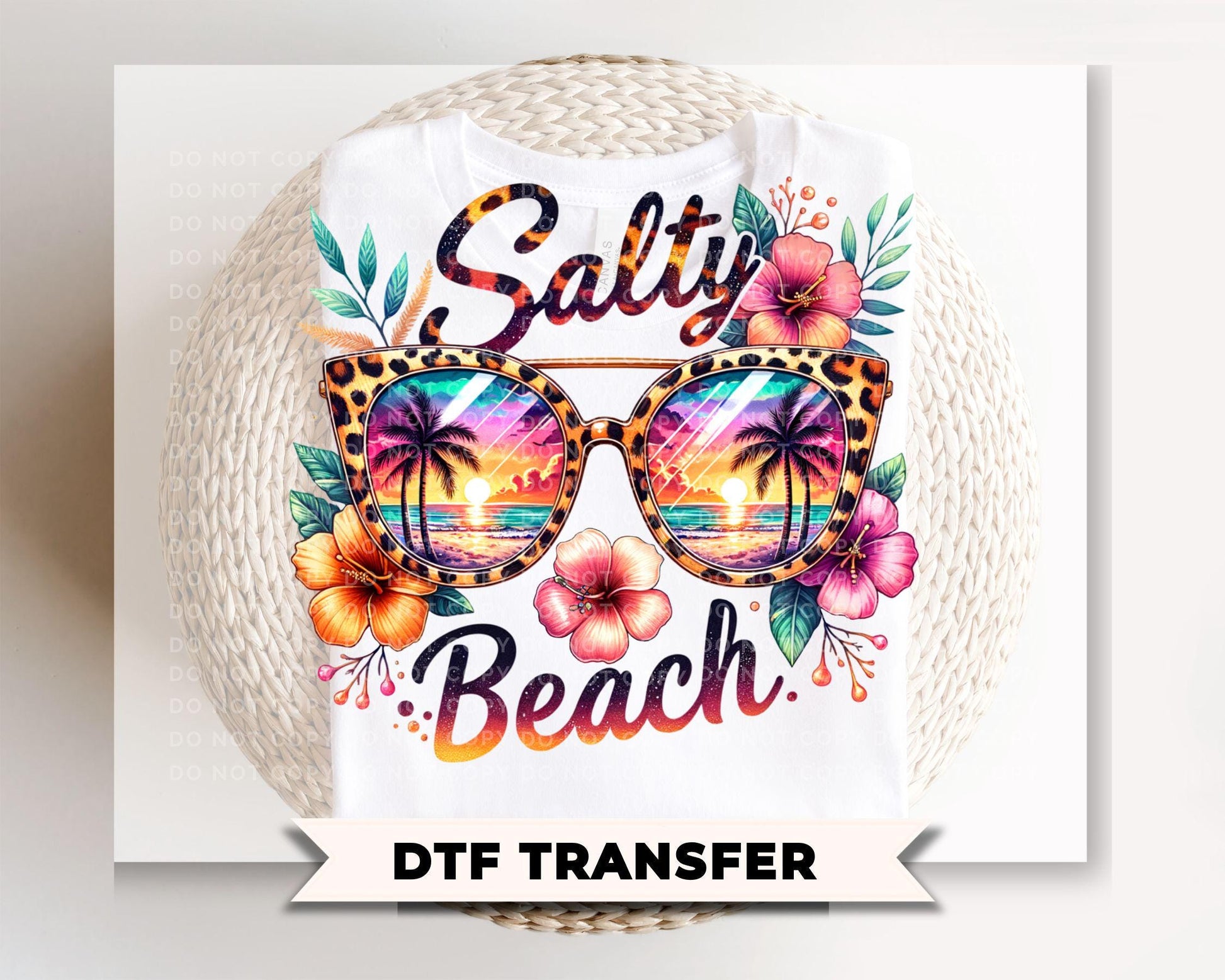 Salty Beach DTF Transfer, Ready to Press, Summer Vacation T-shirt Design