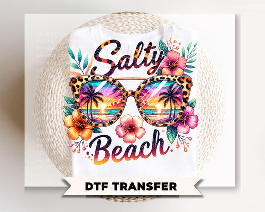 Salty Beach DTF Transfer, Ready to Press, Summer Vacation T-shirt Design