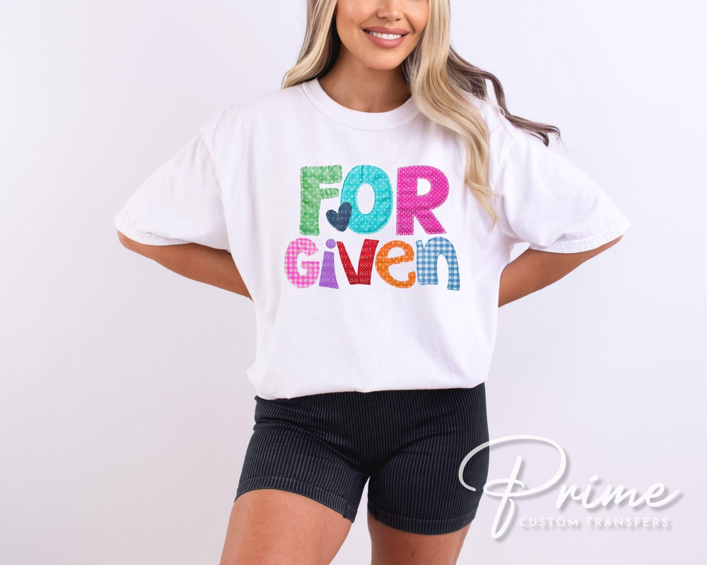 Patchwork Forgiven DTF Transfer, Ready to Press, Christian T-shirt Design