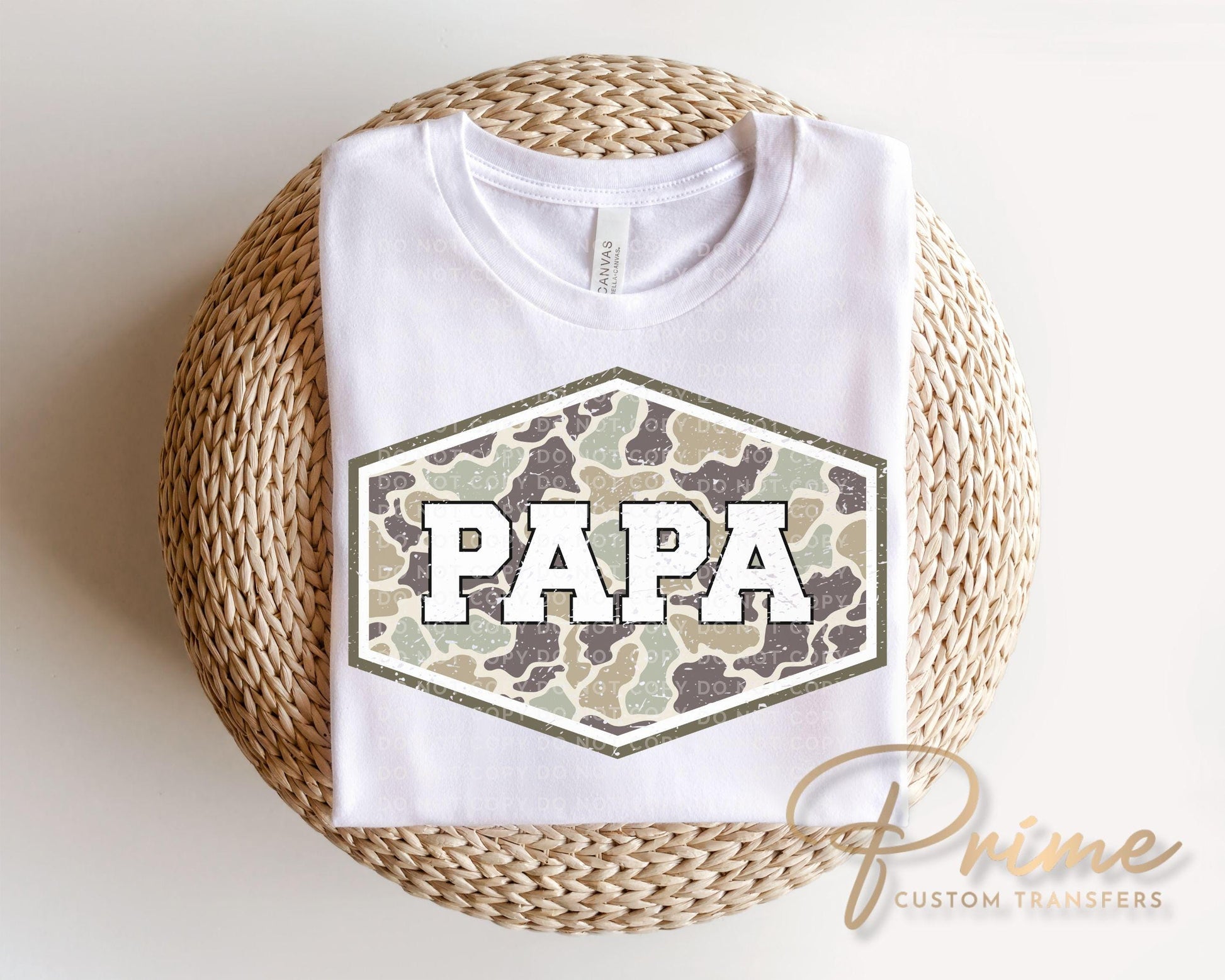 Camo Papa DTF Transfer, Ready to Press, Father's Day Gift, Grandpa Tshirt Design