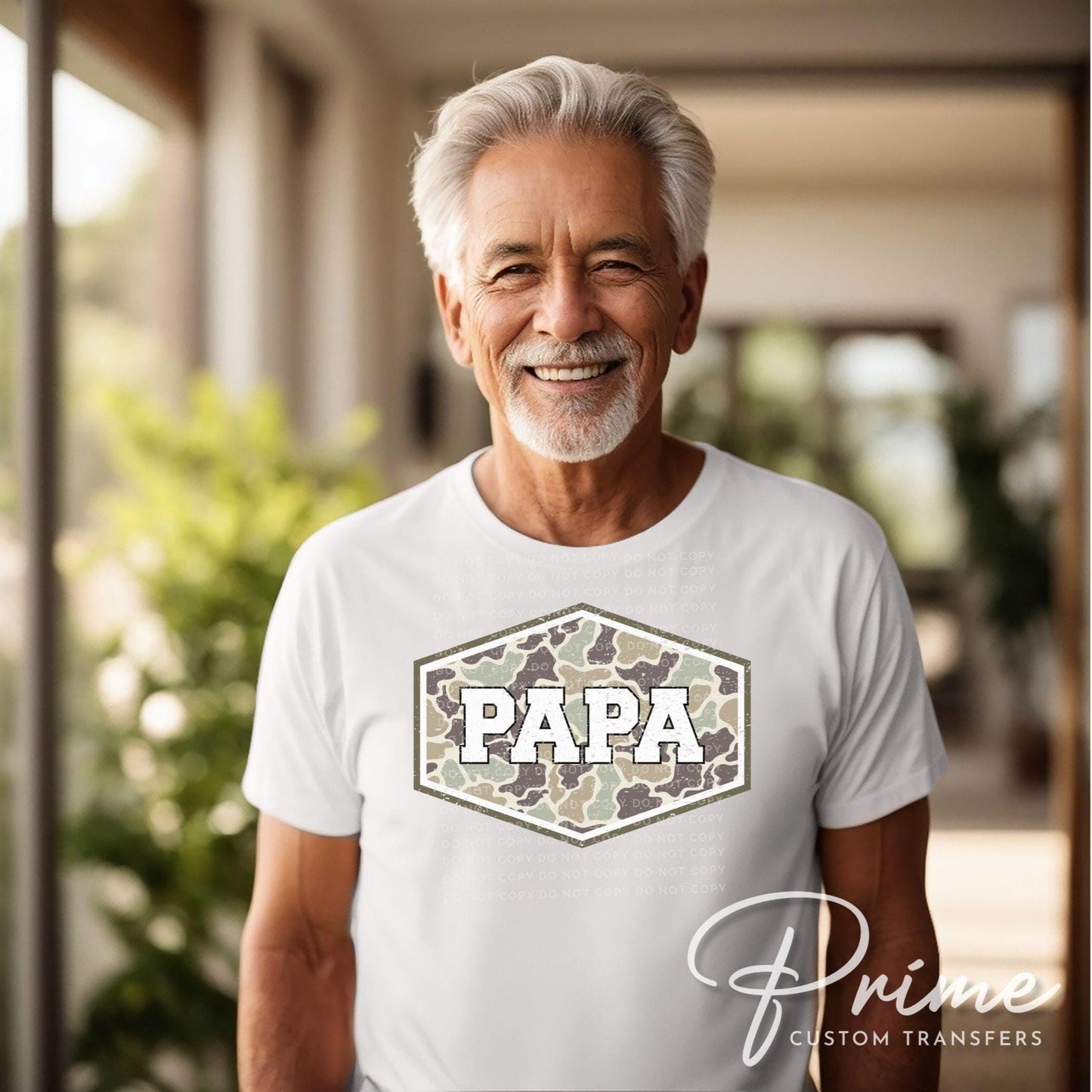 Camo Papa DTF Transfer, Ready to Press, Father's Day Gift, Grandpa Tshirt Design
