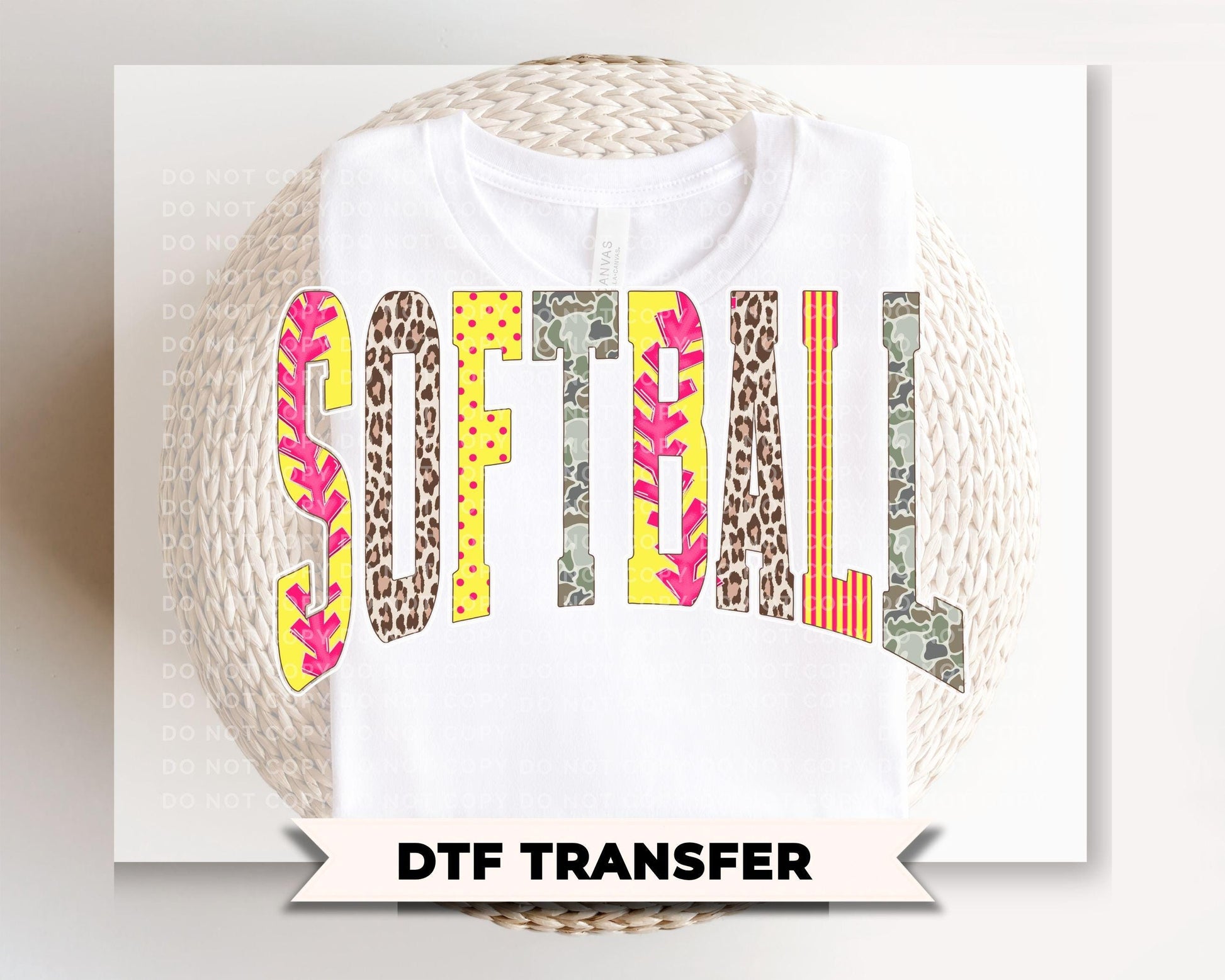 Striped Leopard Softball DTF Transfer, Ready to Press, Game Day T-shirt Design