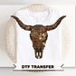 Brushstroke Floral Cow Skull DTF Transfer, Ready to Press, Western Cowgirl Tshirt Design