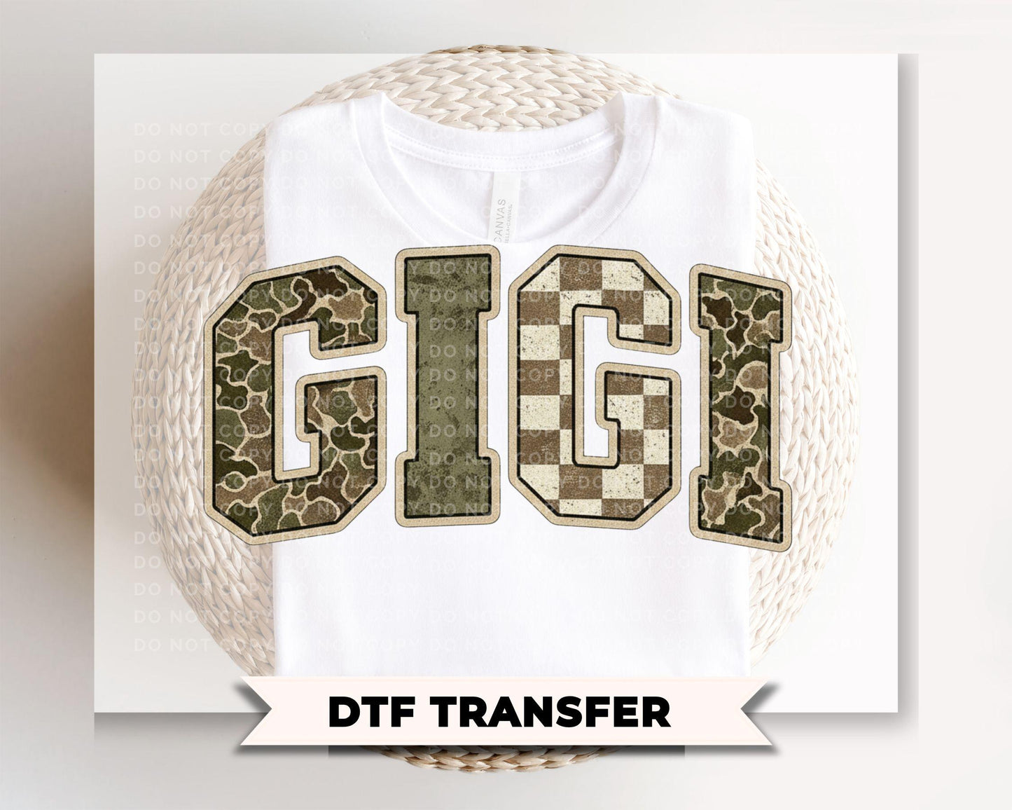 Hunting Camo Gigi DTF Transfer, Ready to Press, Tshirt Design for Grandma