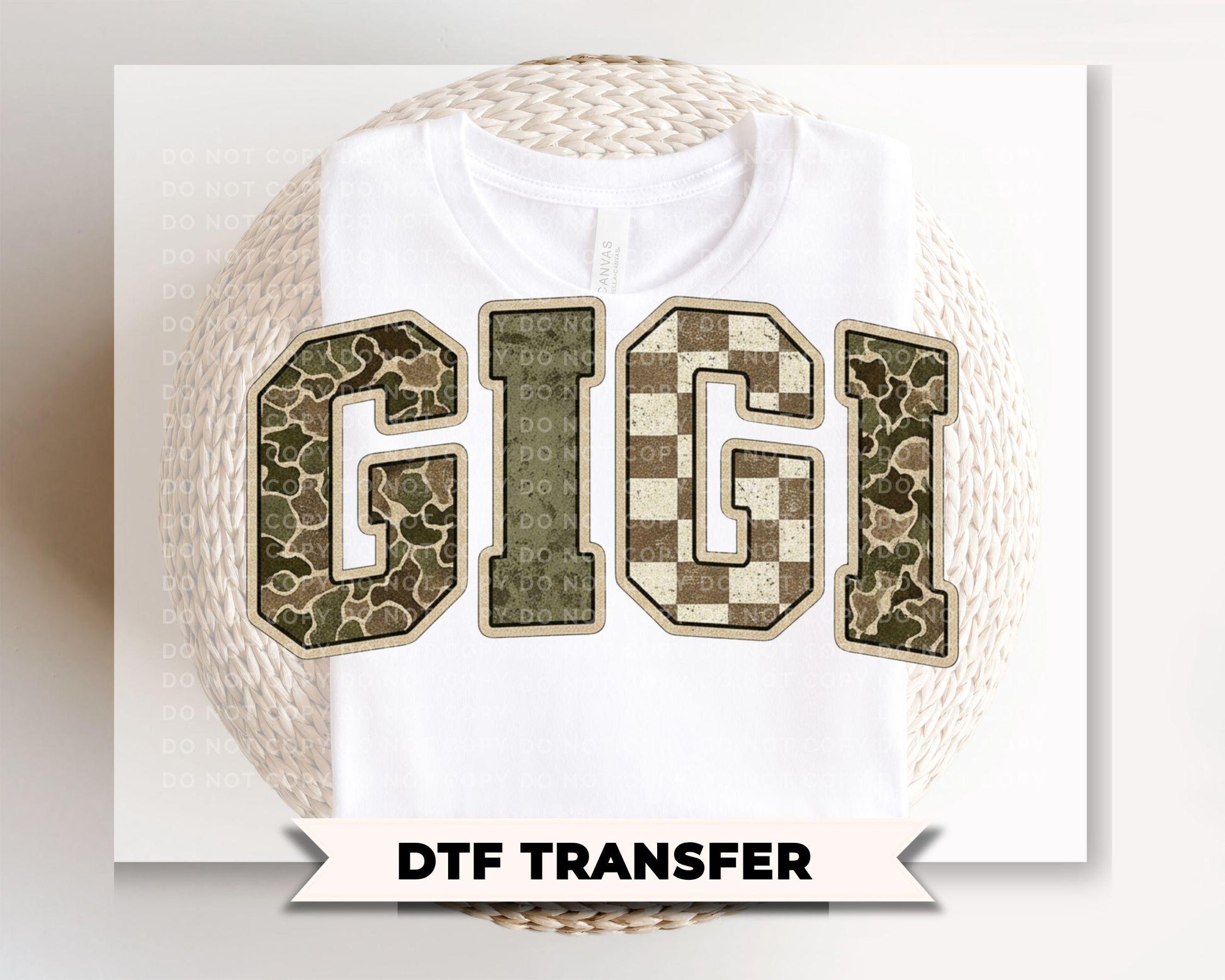 Hunting Camo Gigi DTF Transfer, Ready to Press, Tshirt Design for Grandma