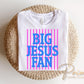 Big Jesus Fan DTF Transfer, Ready to Press, Striped Christian Tshirt Design