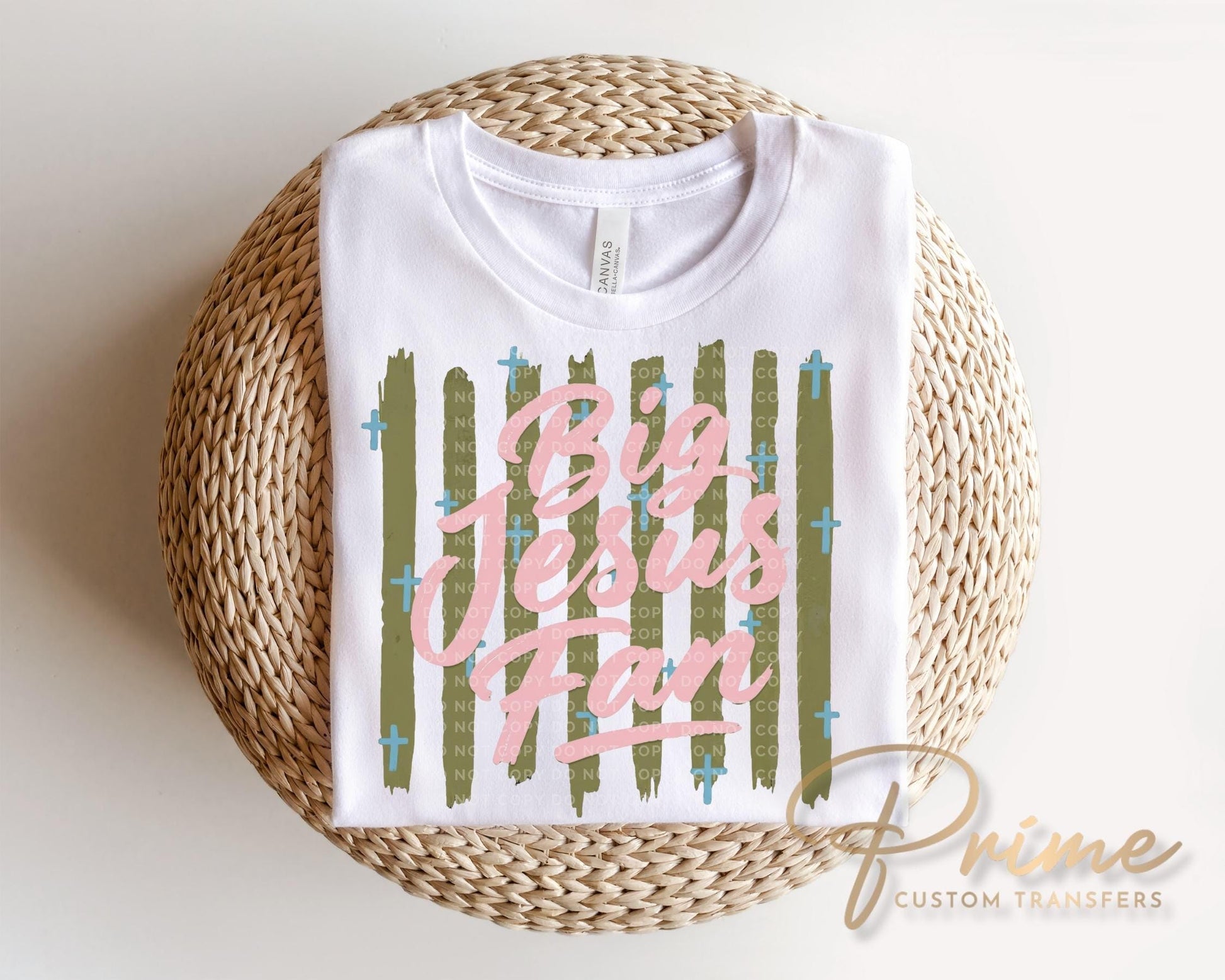Big Jesus Fan DTF Transfer, Ready to Press, Striped Christian Tshirt Design